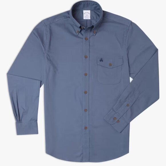 NEW BROOKS BROTHERS Brushed Twill Solid Shirt blue for men 362mn - Picture 6 of 10